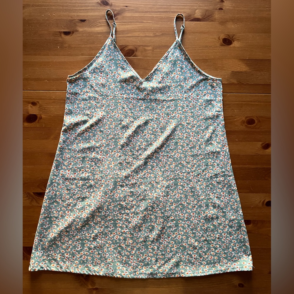SHEIN Aqua Floral Slip Mini Dress Size XL